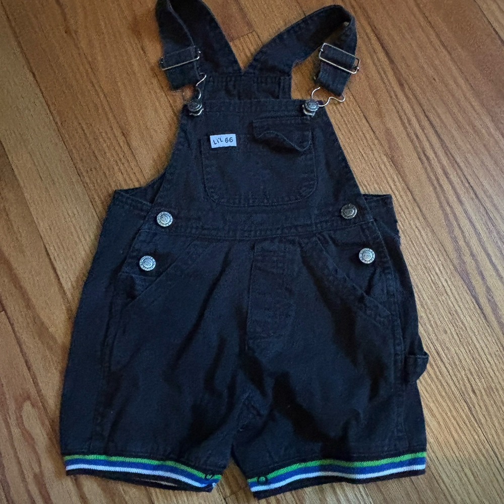 Y2K Route 66 Black Shortalls‎ Overall Shorts Toddler Size 18 Months